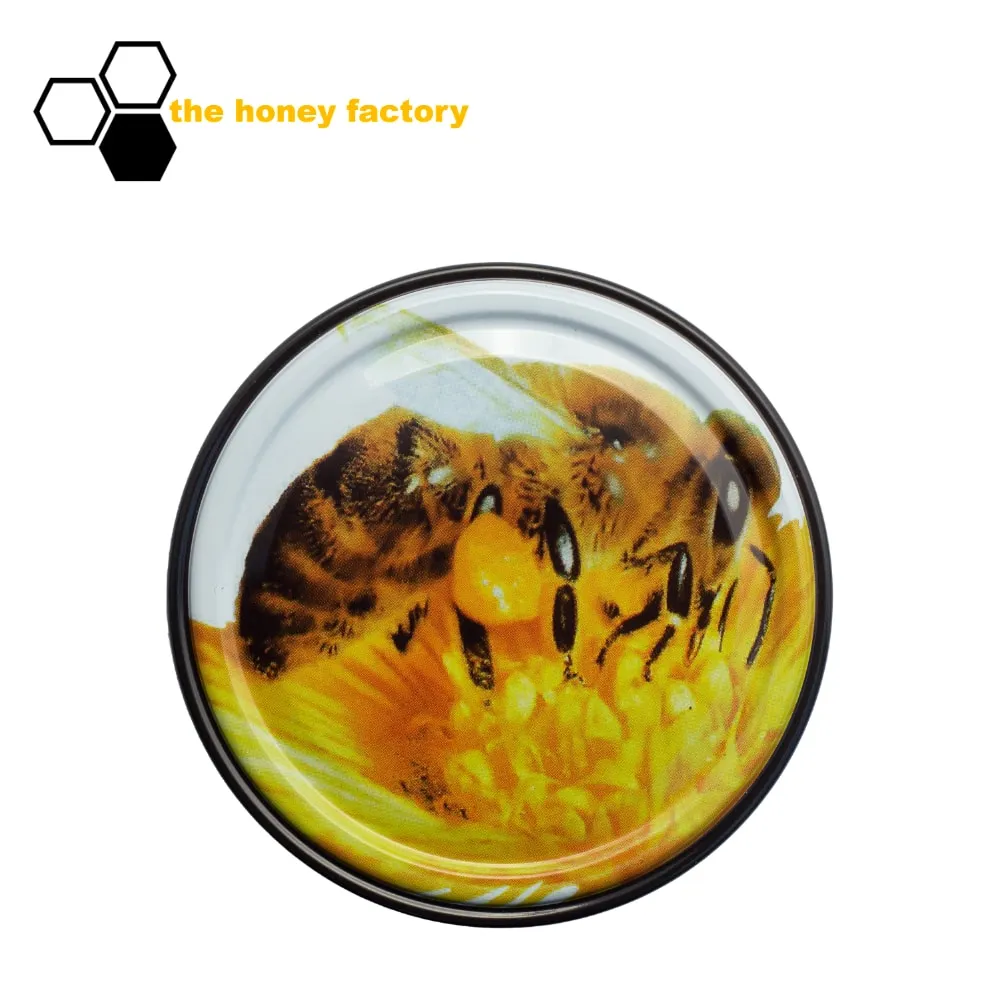 Twist-Off Glas CURVY 500g mit Metalldeckel POLLY BEE im 12er Karton – Bild 3