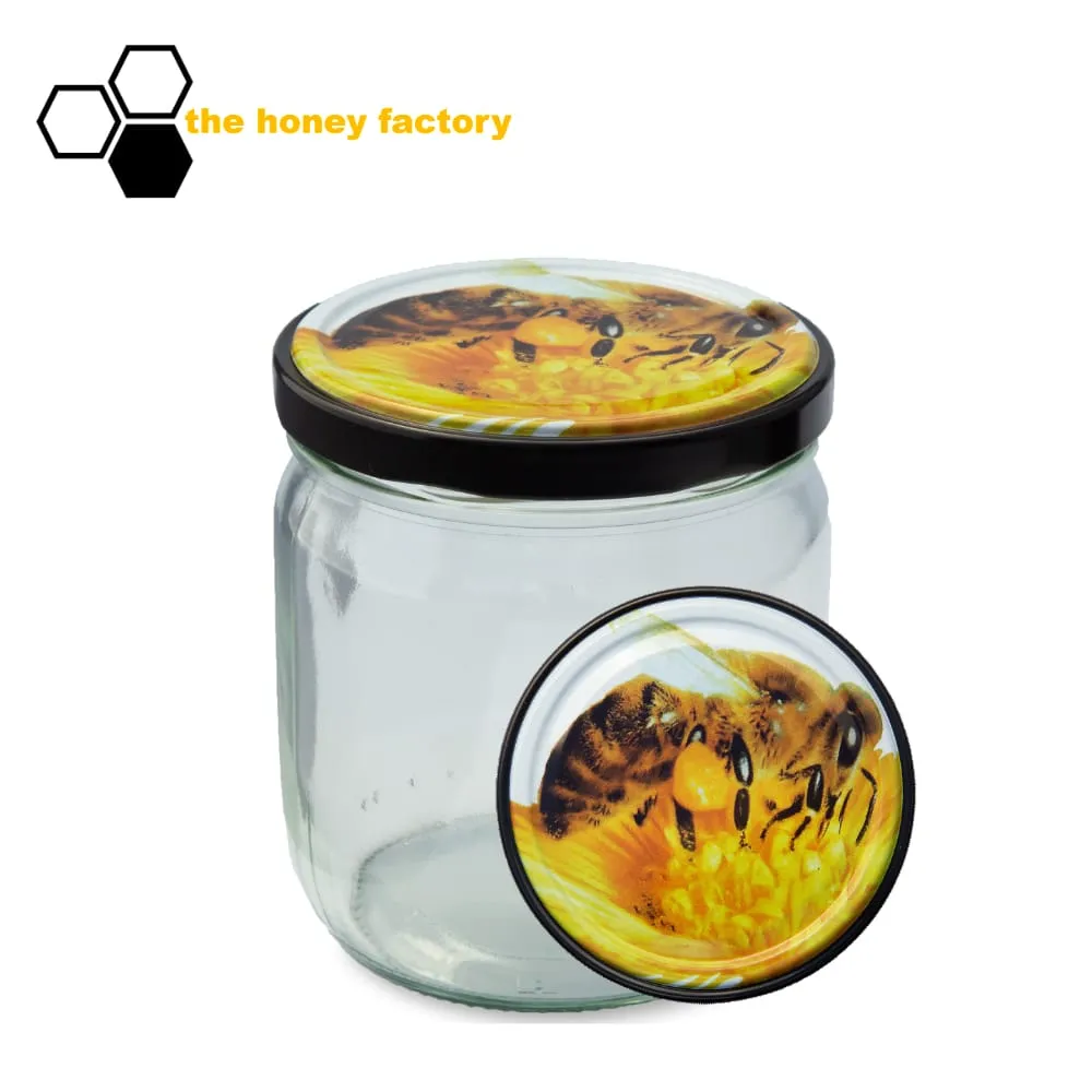 Twist-Off Glas CURVY 500g mit Metalldeckel POLLY BEE im 12er Karton